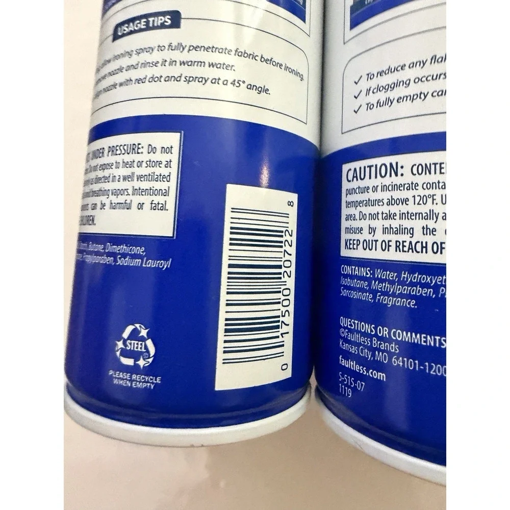 4 Cans Faultless Heavy Finish Ironing Spray‎ Starch, 20 Ounce Each